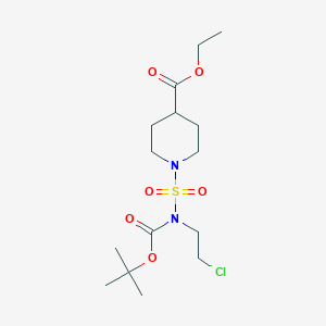 molecular formula C15H27ClN2O6S B1388155 Ethyl 1-(N-(tert-butoxycarbonyl)-N-(2-chloroethyl)sulfamoyl)piperidine-4-carboxylate CAS No. 1135283-14-5