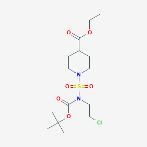 molecular formula C15H27ClN2O6S B1388155 Ethyl 1-{[(tert-butoxycarbonyl)(2-chloroethyl)amino]sulfonyl}-4-piperidinecarboxylate CAS No. 1135283-14-5