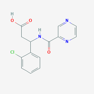 molecular formula C14H12ClN3O3 B13881566 3-(2-Chlorophenyl)-3-(pyrazine-2-carbonylamino)propanoic acid 