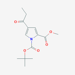 molecular formula C14H19NO5 B1388161 1-(tert-butyl) 2-methyl 4-propionyl-1H-pyrrole-1,2-dicarboxylate CAS No. 1135283-32-7