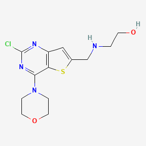 molecular formula C13H17ClN4O2S B13881745 2-[(2-Chloro-4-morpholin-4-ylthieno[3,2-d]pyrimidin-6-yl)methylamino]ethanol 