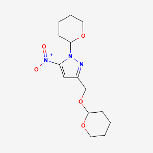 molecular formula C14H21N3O5 B13881808 5-nitro-1-(tetrahydro-2H-pyran-2-yl)-3-[(tetrahydro-2H-pyran-2-yloxy)methyl]-1H-pyrazole 