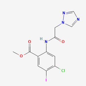 molecular formula C12H10ClIN4O3 B13881981 Methyl 4-chloro-5-iodo-2-[[2-(1,2,4-triazol-1-yl)acetyl]amino]benzoate 