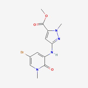 molecular formula C12H13BrN4O3 B13882131 Methyl 5-[(5-bromo-1-methyl-2-oxopyridin-3-yl)amino]-2-methylpyrazole-3-carboxylate 