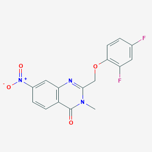 molecular formula C16H11F2N3O4 B13882370 2-[(2,4-Difluorophenoxy)methyl]-3-methyl-7-nitroquinazolin-4-one 