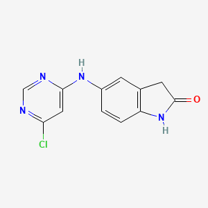 molecular formula C12H9ClN4O B13882476 5-[(6-Chloropyrimidin-4-yl)amino]-1,3-dihydroindol-2-one 