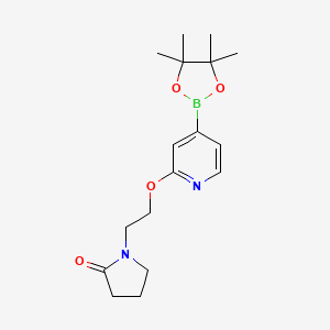 molecular formula C17H25BN2O4 B13882514 1-(2-((4-(4,4,5,5-Tetramethyl-1,3,2-dioxaborolan-2-yl)pyridin-2-yl)oxy)ethyl)pyrrolidin-2-one 