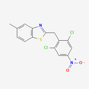molecular formula C15H10Cl2N2O2S B13882564 2-[(2,6-Dichloro-4-nitrophenyl)methyl]-5-methyl-1,3-benzothiazole 