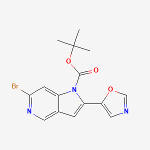 molecular formula C15H14BrN3O3 B13882673 tert-Butyl 6-bromo-2-(oxazol-5-yl)-1H-pyrrolo[3,2-c]pyridine-1-carboxylate 