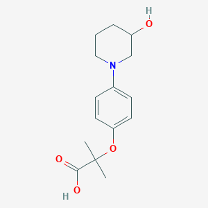 molecular formula C15H21NO4 B13882743 2-[4-(3-Hydroxypiperidin-1-yl)phenoxy]-2-methylpropanoic acid 