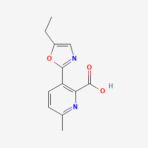 molecular formula C12H12N2O3 B13882767 3-(5-Ethyl-1,3-oxazol-2-yl)-6-methylpyridine-2-carboxylic acid 
