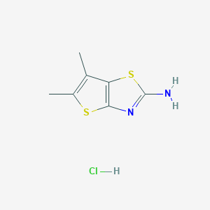 molecular formula C7H9ClN2S2 B1388278 5,6-Dimethyl-thieno[2,3-d]thiazol-2-ylamine hydrochloride CAS No. 1185303-27-8