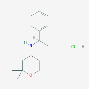 molecular formula C15H24ClNO B1388279 (2,2-Dimethyl-tetrahydro-pyran-4-YL)-(1-phenyl-ethyl)-amine hydrochloride CAS No. 1185293-77-9