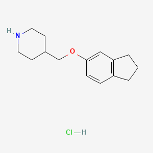 molecular formula C15H22ClNO B1388285 4-[(2,3-Dihydro-1H-inden-5-yloxy)methyl]piperidine hydrochloride CAS No. 1185294-43-2