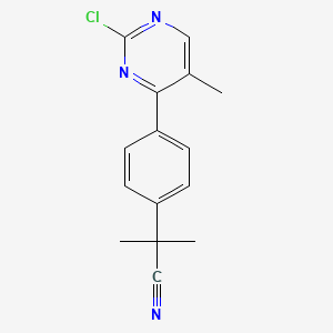 molecular formula C15H14ClN3 B13882896 2-(4-(2-Chloro-5-methylpyrimidin-4-yl)phenyl)-2-methylpropanenitrile CAS No. 1341200-65-4