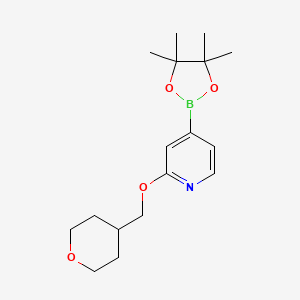 molecular formula C17H26BNO4 B13882927 2-((tetrahydro-2H-pyran-4-yl)methoxy)-4-(4,4,5,5-tetramethyl-1,3,2-dioxaborolan-2-yl)pyridine 