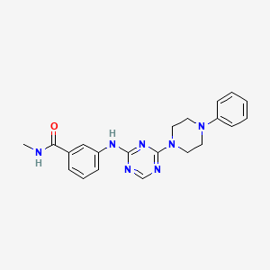 molecular formula C21H23N7O B13882957 N-methyl-3-[[4-(4-phenylpiperazin-1-yl)-1,3,5-triazin-2-yl]amino]benzamide 