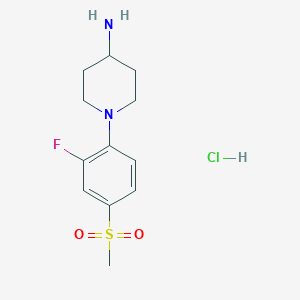molecular formula C12H18ClFN2O2S B1388296 N-[2-Fluoro-4-(methylsulfonyl)phenyl]-piperidin-4-amine hydrochloride CAS No. 1185128-34-0