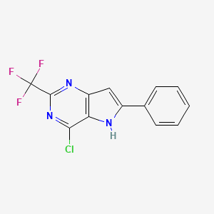 molecular formula C13H7ClF3N3 B13883280 4-chloro-6-phenyl-2-(trifluoromethyl)-5H-pyrrolo[3,2-d]pyrimidine 