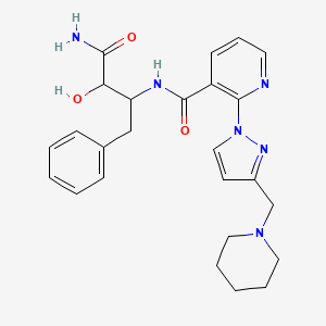 molecular formula C25H30N6O3 B13883300 N-(4-amino-3-hydroxy-4-oxo-1-phenylbutan-2-yl)-2-[3-(piperidin-1-ylmethyl)pyrazol-1-yl]pyridine-3-carboxamide 