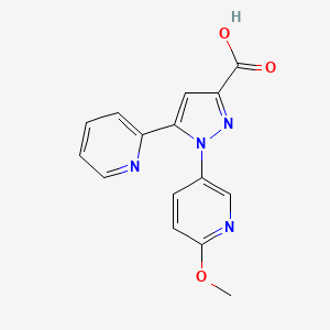 molecular formula C15H12N4O3 B13883317 1-(6-Methoxy-3-pyridyl)-5-(2-pyridyl)-1H-pyrazole-3-carboxylic acid 