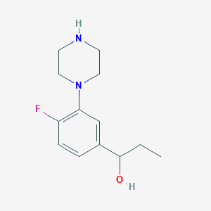 molecular formula C13H19FN2O B13883358 1-(4-Fluoro-3-piperazin-1-ylphenyl)propan-1-ol 