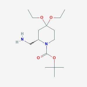 molecular formula C15H30N2O4 B1388339 tert-Butyl (2S)-4,4-diethoxy-2-(aminomethyl)piperidine-1-carboxylate CAS No. 1212386-61-2