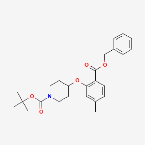 molecular formula C25H31NO5 B13883435 Tert-butyl 4-(5-methyl-2-phenylmethoxycarbonylphenoxy)piperidine-1-carboxylate 