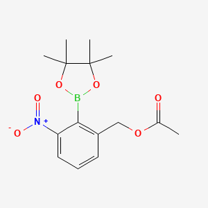 molecular formula C15H20BNO6 B13883456 3-Nitro-2-(4,4,5,5-tetramethyl-1,3,2-dioxaborolan-2-yl)benzyl acetate 