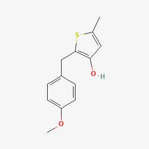 molecular formula C13H14O2S B13883460 2-[(4-Methoxyphenyl)methyl]-5-methylthiophen-3-ol 
