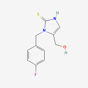 molecular formula C11H11FN2OS B1388348 {1-[(4-fluorophenyl)methyl]-2-sulfanyl-1H-imidazol-5-yl}methanol CAS No. 941868-96-8