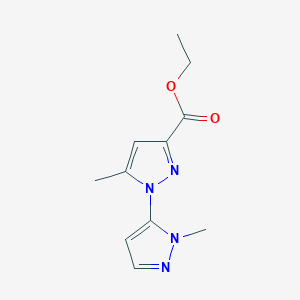 molecular formula C11H14N4O2 B13883547 Ethyl 2',5-dimethyl-2'H-1,3'-bipyrazole-3-carboxylate 