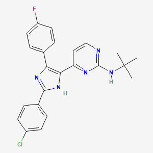 molecular formula C23H21ClFN5 B13883590 N-tert-butyl-4-[2-(4-chlorophenyl)-4-(4-fluorophenyl)-1H-imidazol-5-yl]pyrimidin-2-amine 