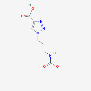 molecular formula C11H18N4O4 B1388365 1-{3-[(tert-butoxycarbonyl)amino]propyl}-1H-1,2,3-triazole-4-carboxylic acid CAS No. 1043384-66-2