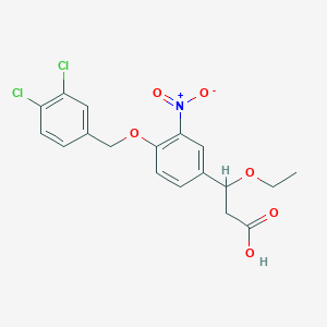 molecular formula C18H17Cl2NO6 B13883664 3-[4-[(3,4-Dichlorophenyl)methoxy]-3-nitrophenyl]-3-ethoxypropanoic acid 