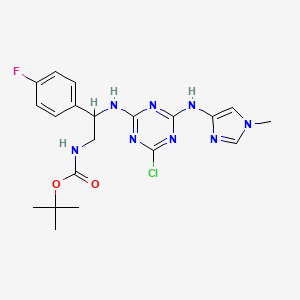 molecular formula C20H24ClFN8O2 B13883735 tert-Butyl [2-({4-chloro-6-[(1-methyl-1H-imidazol-4-yl)amino]-1,3,5-triazin-2-yl}amino)-2-(4-fluorophenyl)ethyl]carbamate 