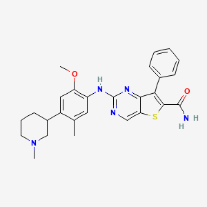 molecular formula C27H29N5O2S B13883751 2-[2-Methoxy-5-methyl-4-(1-methylpiperidin-3-yl)anilino]-7-phenylthieno[3,2-d]pyrimidine-6-carboxamide 