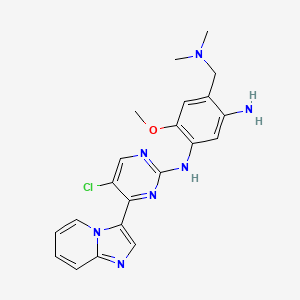 molecular formula C21H22ClN7O B13883792 1-N-(5-chloro-4-imidazo[1,2-a]pyridin-3-ylpyrimidin-2-yl)-4-[(dimethylamino)methyl]-6-methoxybenzene-1,3-diamine 