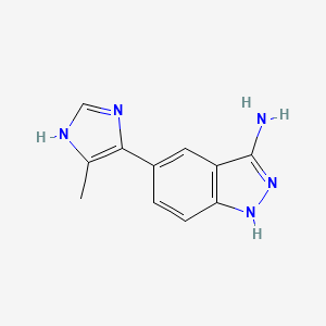 molecular formula C11H11N5 B13883820 5-(5-methyl-1H-imidazol-4-yl)-1H-indazol-3-amine 