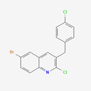 molecular formula C16H10BrCl2N B13883942 6-Bromo-2-chloro-3-[(4-chlorophenyl)methyl]quinoline CAS No. 918518-99-7