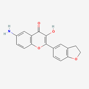 molecular formula C17H13NO4 B13883949 6-Amino-2-(2,3-dihydro-1-benzofuran-5-yl)-3-hydroxychromen-4-one 