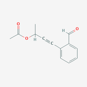 molecular formula C13H12O3 B13884020 4-(2-Formylphenyl)but-3-yn-2-yl acetate 