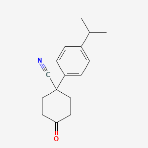 molecular formula C16H19NO B13884041 4-Oxo-1-(4-propan-2-ylphenyl)cyclohexane-1-carbonitrile 