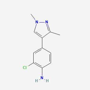 molecular formula C11H12ClN3 B13884053 2-Chloro-4-(1,3-dimethylpyrazol-4-yl)aniline 