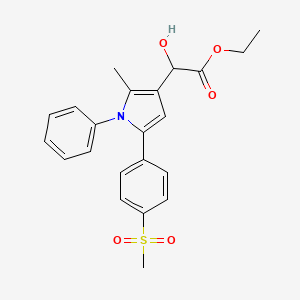 molecular formula C22H23NO5S B13884064 Ethyl 2-hydroxy-2-[2-methyl-5-(4-methylsulfonylphenyl)-1-phenylpyrrol-3-yl]acetate 