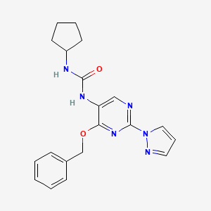 molecular formula C20H22N6O2 B13884097 1-Cyclopentyl-3-(4-phenylmethoxy-2-pyrazol-1-ylpyrimidin-5-yl)urea 