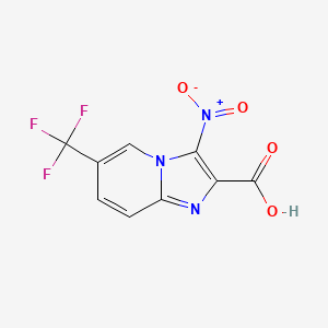 molecular formula C9H4F3N3O4 B1388415 3-Nitro-6-(trifluoromethyl)imidazo[1,2-a]pyridine-2-carboxylic acid CAS No. 1186405-07-1