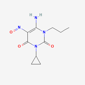 molecular formula C10H14N4O3 B13884262 6-Amino-3-cyclopropyl-5-nitroso-1-propylpyrimidine-2,4-dione 