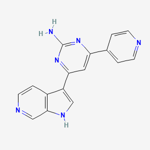 molecular formula C16H12N6 B13884322 4-pyridin-4-yl-6-(1H-pyrrolo[2,3-c]pyridin-3-yl)pyrimidin-2-amine 