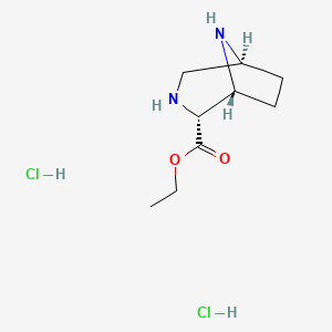 molecular formula C9H18Cl2N2O2 B13884504 ethyl (1R,2R,5S)-3,8-diazabicyclo[3.2.1]octane-2-carboxylate;dihydrochloride 